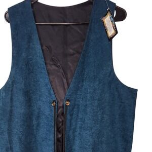 Vintage handmade doe suede leather dark blue vest womens large bohemian, western